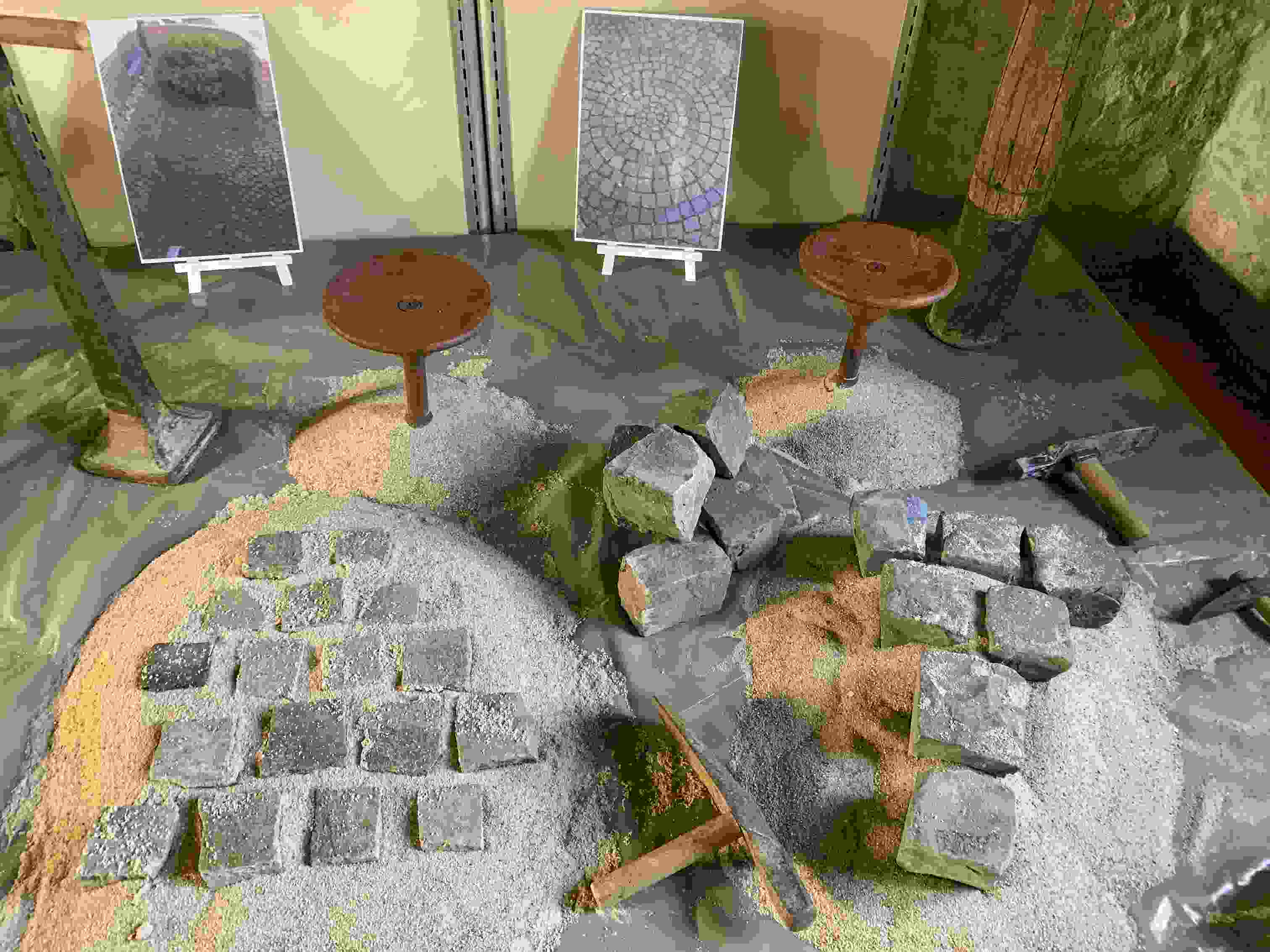 Arbeitsplatz eines Pflästerers